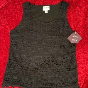 Ana & Viv Black Lace Tank (NEW, 14W/X)
